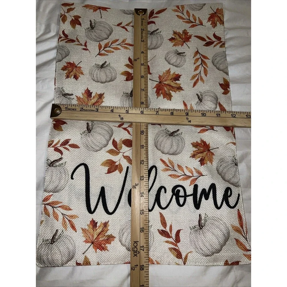 Welcome Pumpkin Fall Garden Flag Double-Sided Decorative Yard Flag 12“×18”